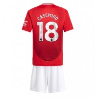 Camiseta Manchester United Casemiro #18 Primera Equipación Replica 2024-25 para niños mangas cortas (+ Pantalones cortos)